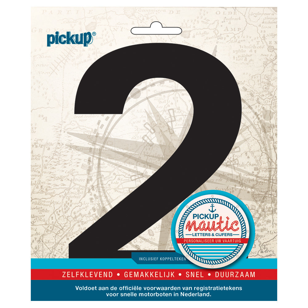 Nautic plakcijfer 150 mm - zwart 2 314021502 - EAN 8711234061218 - zelfklevend vinyl zelfklevend vinyl lettertype geschikt voor nautische toepassingen haven zeilboten motorboten schepen pleziervaart