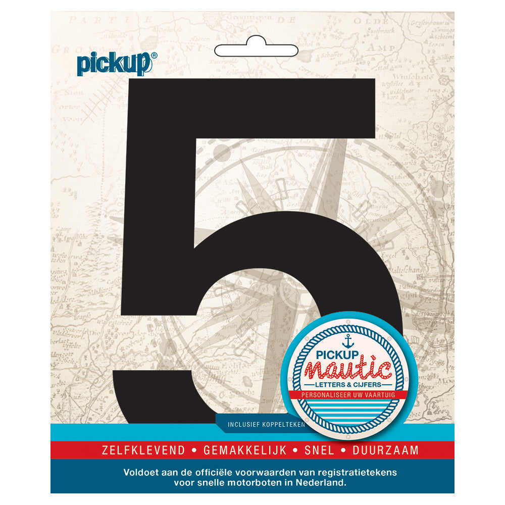 Nautic plakcijfer 150 mm - zwart 5 314021505 - EAN 8711234061249 - zelfklevend vinyl zelfklevend vinyl lettertype geschikt voor nautische toepassingen haven zeilboten motorboten schepen pleziervaart