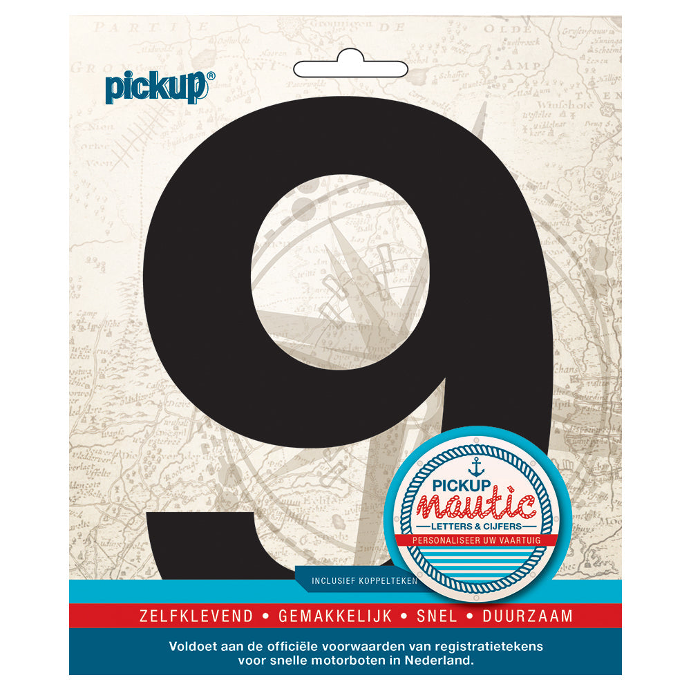 Nautic plakcijfer 150 mm - zwart 9 314021509 - EAN 8711234061287 - zelfklevend vinyl zelfklevend vinyl lettertype geschikt voor nautische toepassingen haven zeilboten motorboten schepen pleziervaart