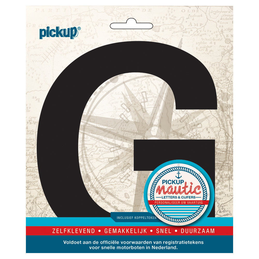 Nautic plakletter 150mm zwart G - zwart G 31402150G - EAN 8711234061355 - zelfklevend vinyl zelfklevend vinyl lettertype geschikt voor nautische toepassingen haven zeilboten motorboten schepen pleziervaart
