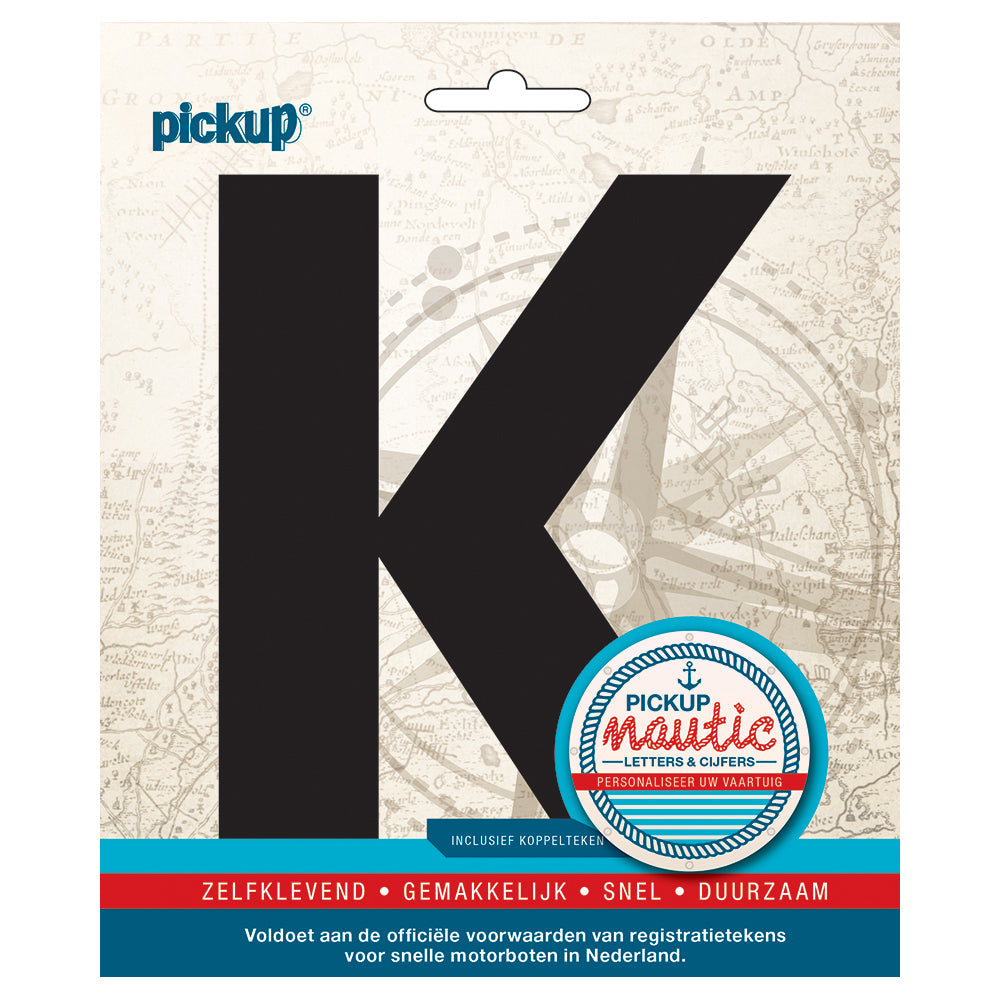 Nautic plakletter 150mm zwart K - zwart K 31402150K - EAN 8711234061393 - zelfklevend vinyl zelfklevend vinyl lettertype geschikt voor nautische toepassingen haven zeilboten motorboten schepen pleziervaart