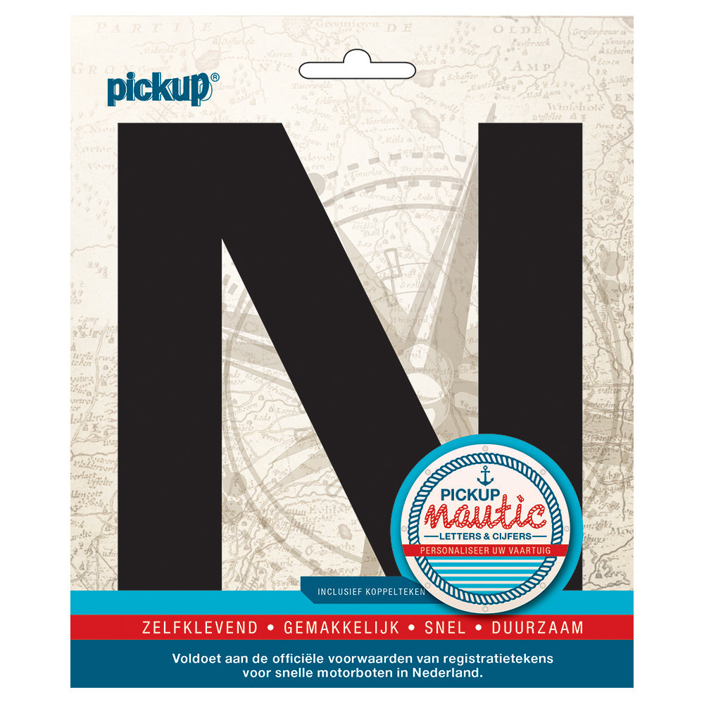 Nautic plakletter 150mm zwart N - zwart N 31402150N - EAN 8711234061423 - zelfklevend vinyl zelfklevend vinyl lettertype geschikt voor nautische toepassingen haven zeilboten motorboten schepen pleziervaart