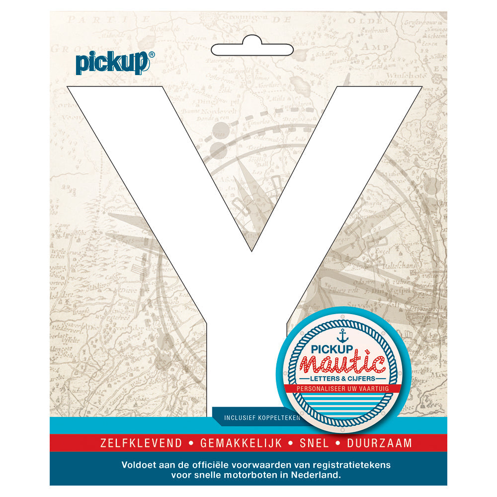 Nautic plakletter 150mm wit Y 31412150Y EAN 8711234061898 zelfklevend vinyl lettertype geschikt voor nautische toepassingen havens zeilboten motorboten schepen pleziervaart vochtbestendig en weerbestendig