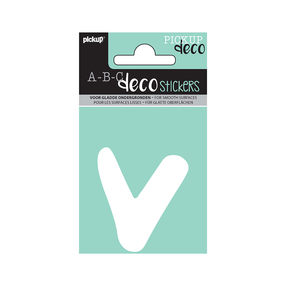 Decoletter Emma 70 mm - wit V decoratief lettertype voor binnen- en buiten 32412070V - EAN 8711234003393 - zelfklevend vinyl
