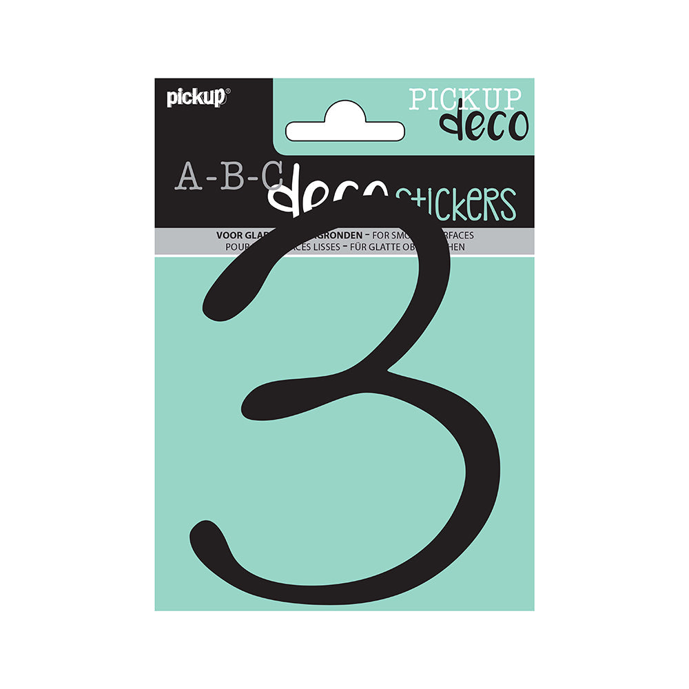 Decocijfer Lynn 120 mm - zwart 3 decoratief lettertype voor binnen- en buiten 325021203 - EAN 8711234003478 - zelfklevend vinyl