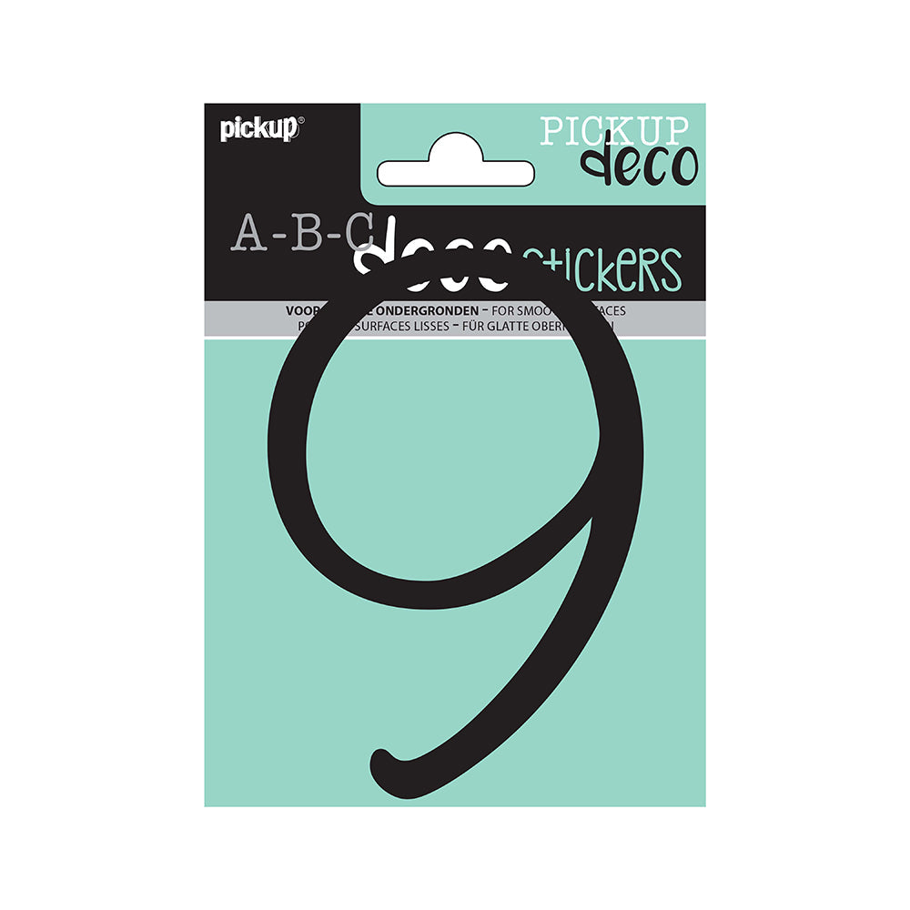 Decocijfer Lynn 120 mm - zwart 9 decoratief lettertype voor binnen- en buiten 325021209 - EAN 8711234003539 - zelfklevend vinyl