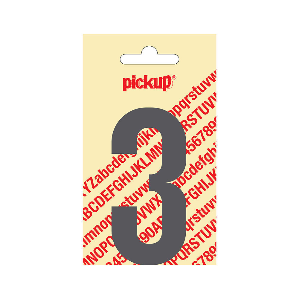 Plakcijfer Nobel Grijs - 90 mm 3 3607300903 - zelfklevend vinyl brievenbus cijfers en letters naambordjes EAN 8711234036483