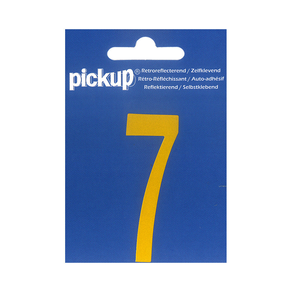 Plakcijfer reflecterend geel - 70 mm 7 - 3800400707 - EAN 8711234304070 - zelfklevend vinyl reflecterend
