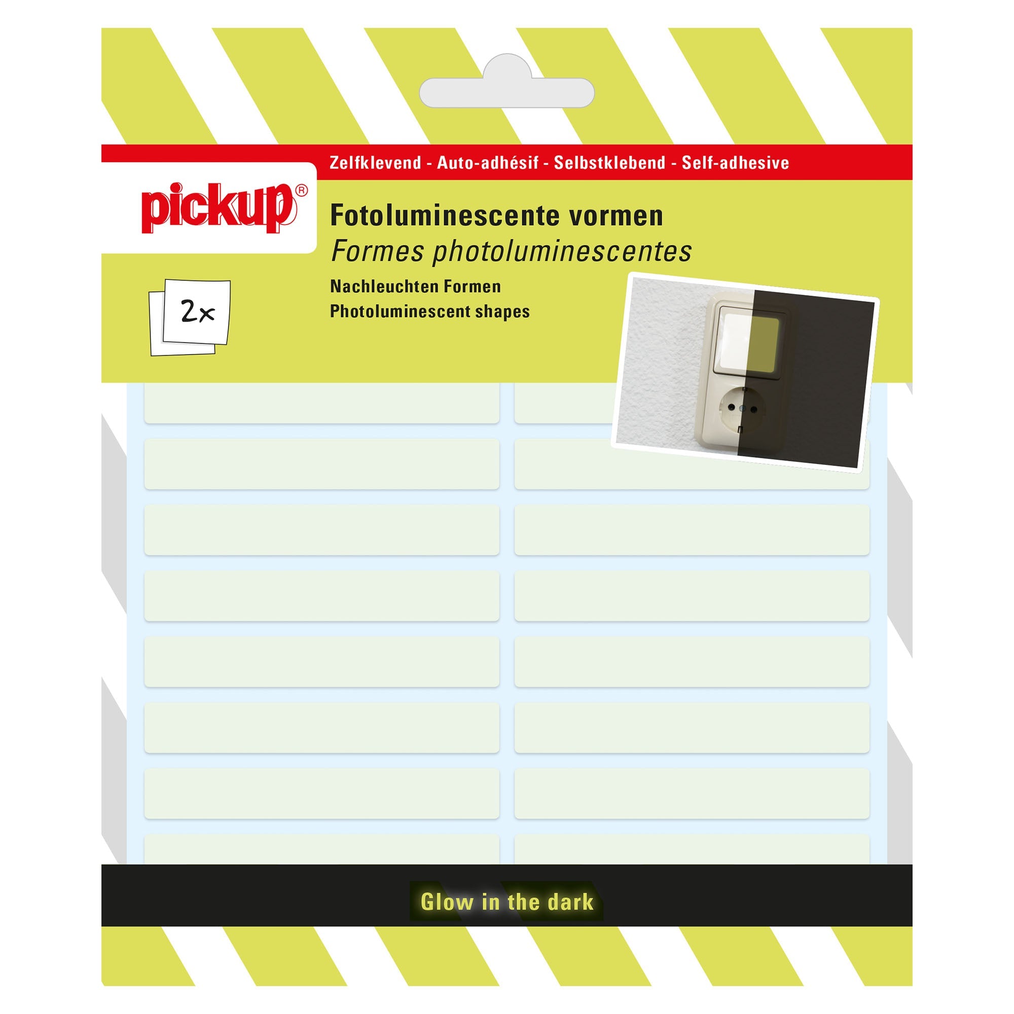 Fotoluminiscerende vorm transparant - 70x10 mm - 1272059923 - EAN 8711234001344 - zelfklevend vinyl glow in the dark fotoluminiscent reflecterend