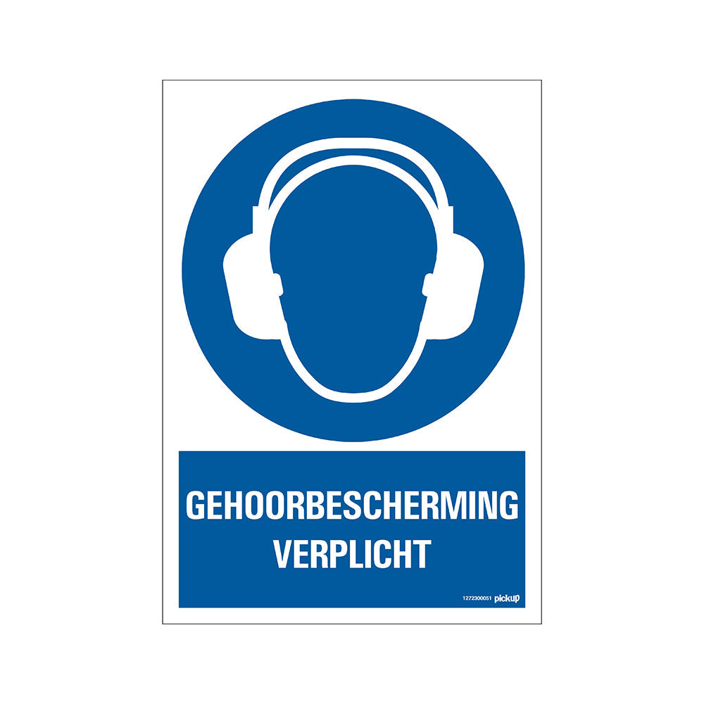 Bord 230x330 mm Combinatie - Gehoorbescherming verplicht - 1272300051 - EAN 8711234128898 - hard kunststof polystyreen 1,5 mm