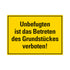 Kunststoff Schild bord 350x250 mm UNBEFÜGTEN IST DAS BETRETEN DES GRUNDSTUCKES VERBOTEN 1280352509 EAN 8711234130631 250x350 mm