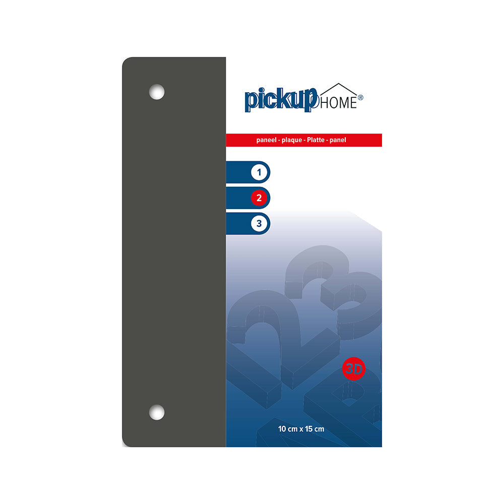 Pickup 3D Home plaat - paneel grijs acrylaat 3 mm - 100x150 mm - 212100150 - EAN 8711234016270 - weerbestendig - voorzien van bevestigingsgaatjes - <br /><br /> <a href-"../bevestigingsmaterialen">Klik hier om naar de bevestigings materialen pagina te gaan</a>.