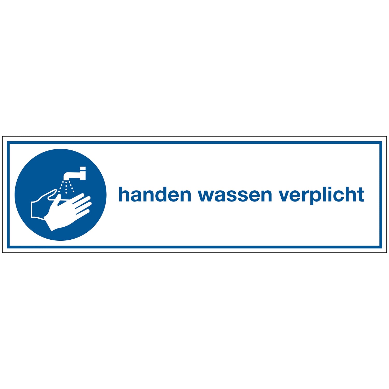 Handen wassen verplicht - 194x57 mm - 4908091201 - EAN 8711234040244 - zelfklevend vinyl