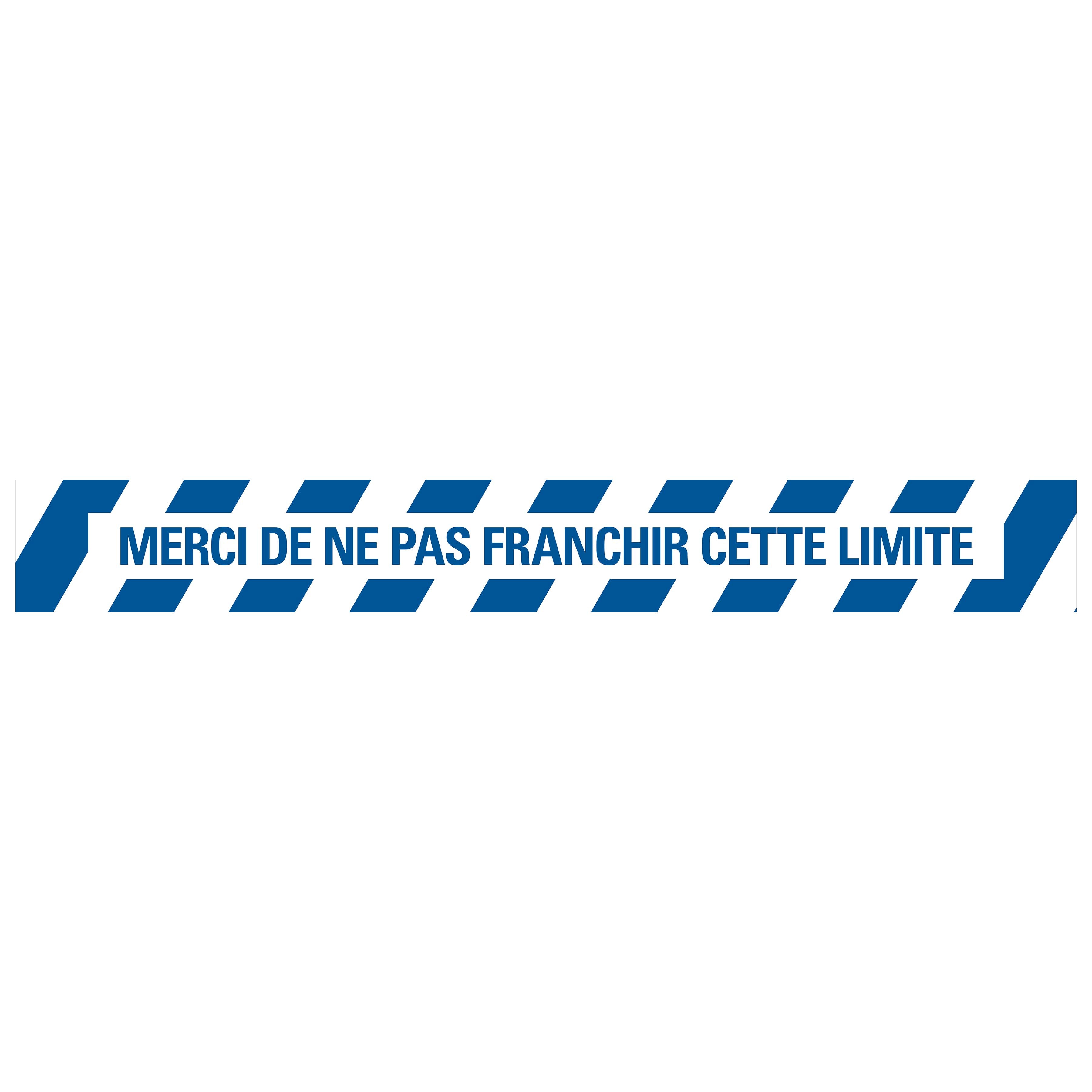 Autocollant au sol 100x800 mm bleu-blanc lamin‚ Merci de ne pas franchir cette limite - social distance distance sociale - 19  8199100813 EAN 8711234037817 vloersticker gelamineerd