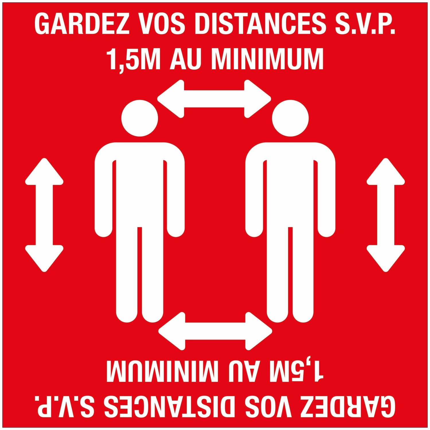 Autocollant au sol 280x280 rouge lamin‚ 19 social distance distance sociale 8199280281 EAN 8711234040794 vloersticker gelamineerd