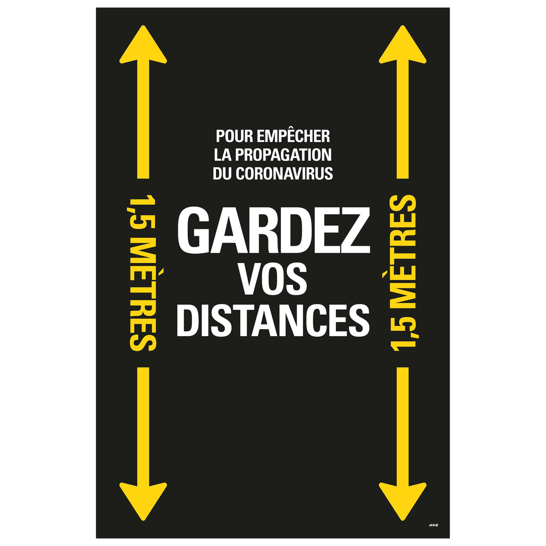 Autocollant au sol 900x600 mm jaune-noir lamin‚ GARDEZ VOS DISTANCES - social distance distance sociale- 19  8199600004 EAN 8711234040862 vloersticker gelamineerd