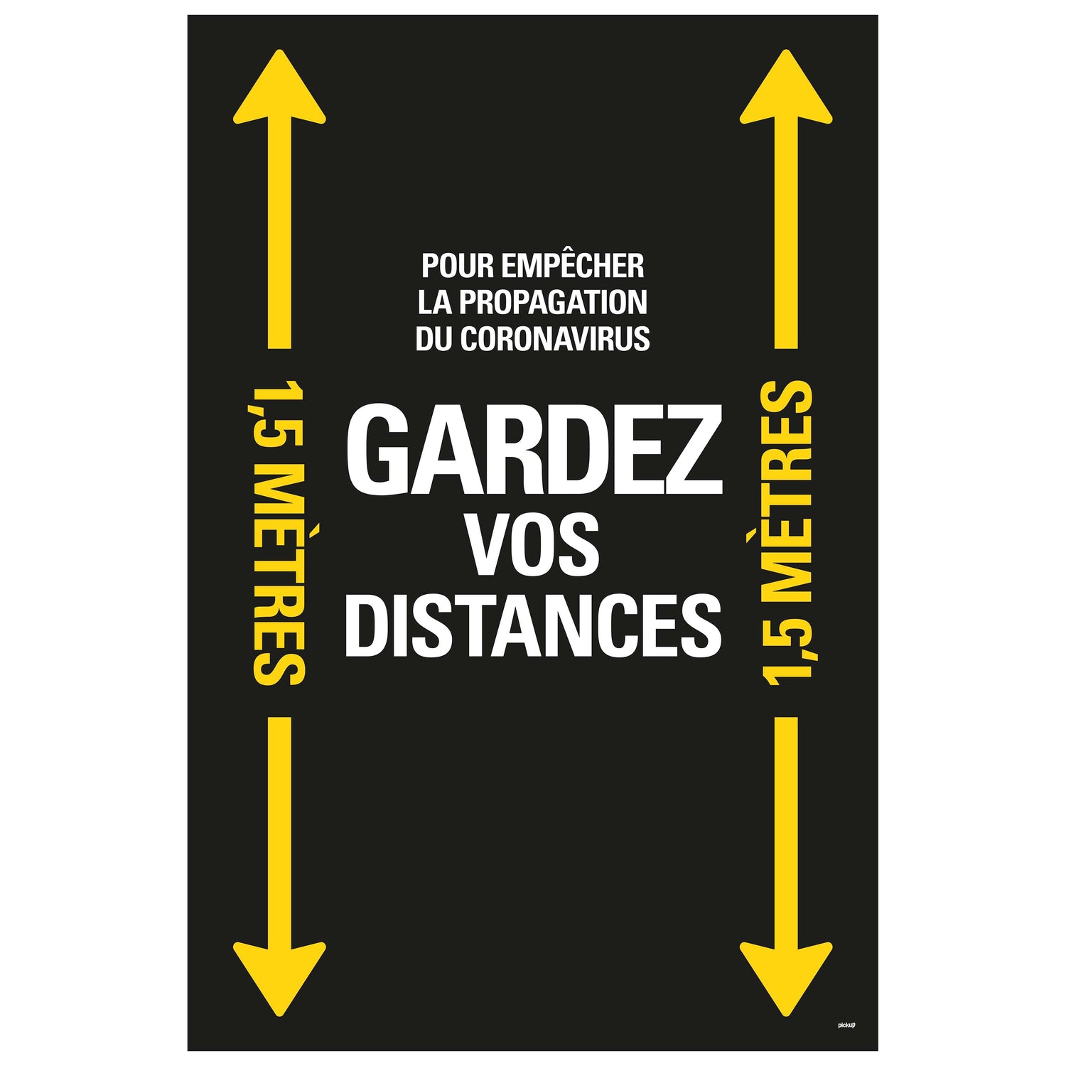 Autocollant au sol 900x600 mm jaune-noir lamin‚ GARDEZ VOS DISTANCES - social distance distance sociale- 19  8199600004 EAN 8711234040862 vloersticker gelamineerd