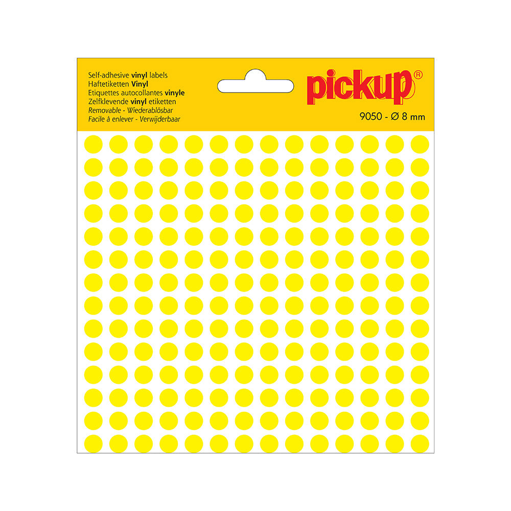 Stippen vinyl 8 mm geel - 392 stuks - 9050 - EAN 8711234091505 - zelfklevende vinyl
