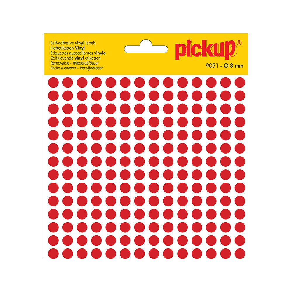 Stippen vinyl 8 mm rood - 392 stuks - 9051 - EAN 8711234091512 - zelfklevende vinyl