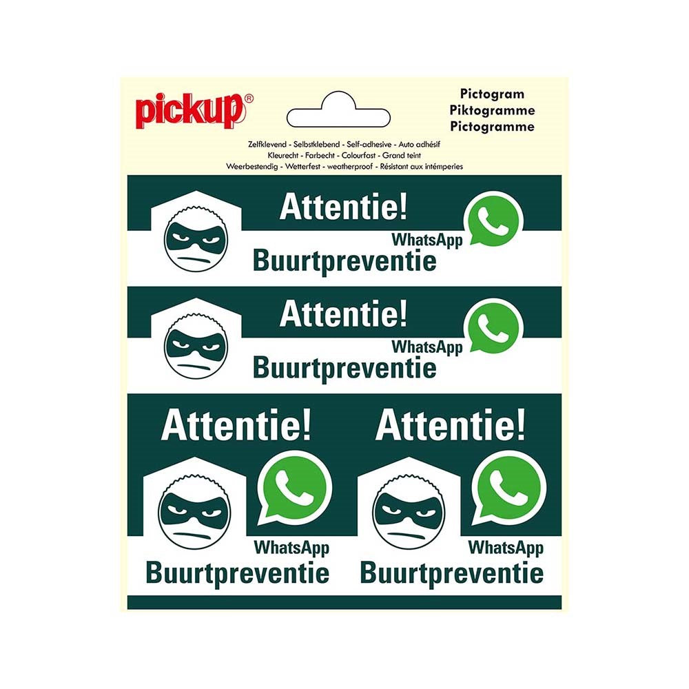 Pictogram 150x150 mm 4 op 1 - WhatsApp Buurtpreventie - P171-15-4 - EAN 8711234376527 - zelfklevende vinyl sticker 