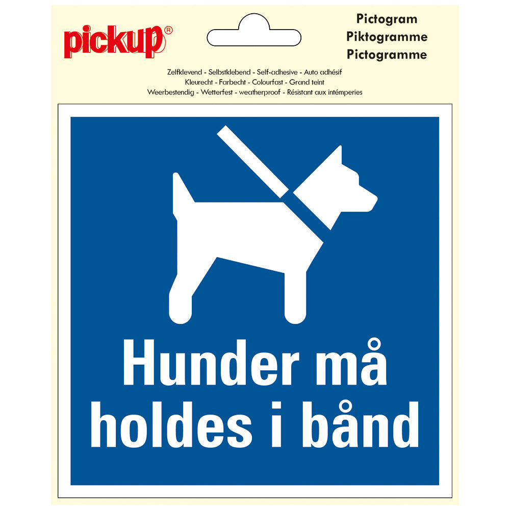 Pictogram zelfklevende vinyl sticker 15 x 15 - HUNDER M� HOLDES I B�ND - P418-15 - EAN 8711234376732 - zelfklevende vinyl sticker 