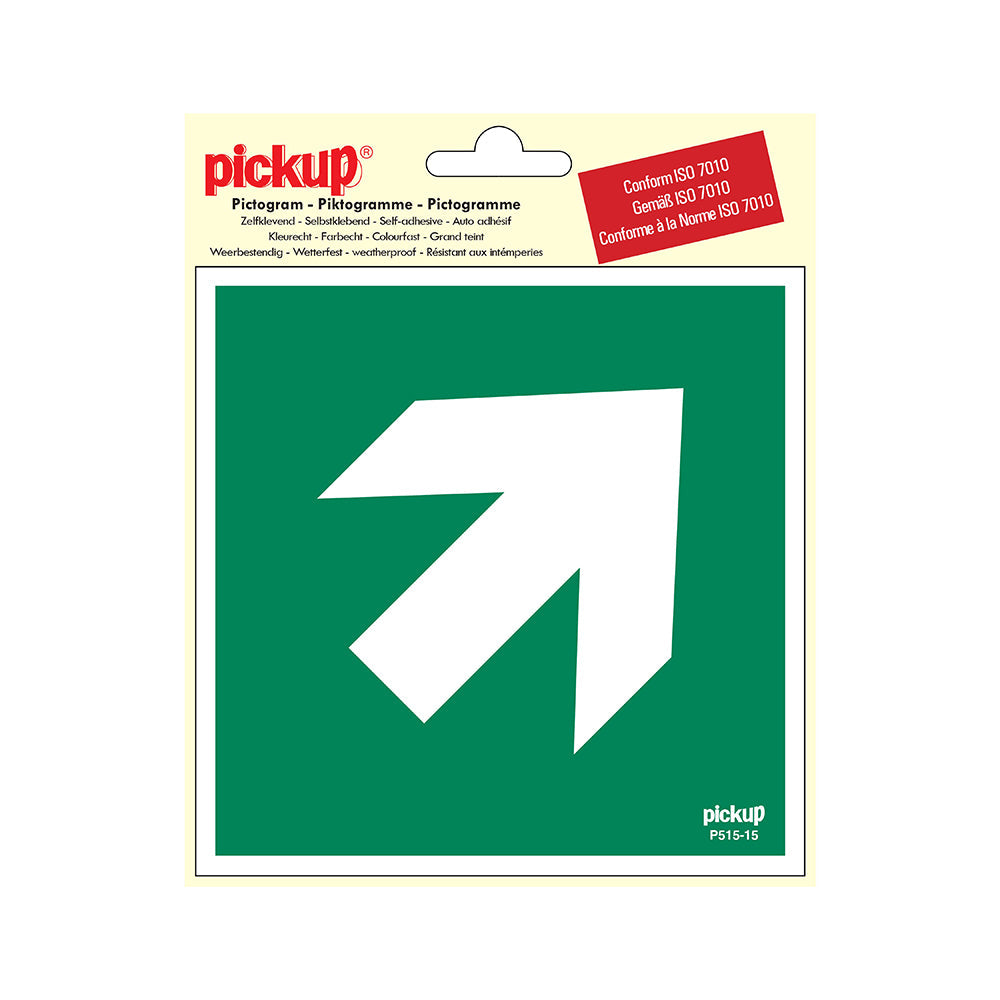 Pictogram 150x150 mm - Richtingspijl 45 - P515-15 - EAN 8711234376183 - zelfklevende vinyl sticker 