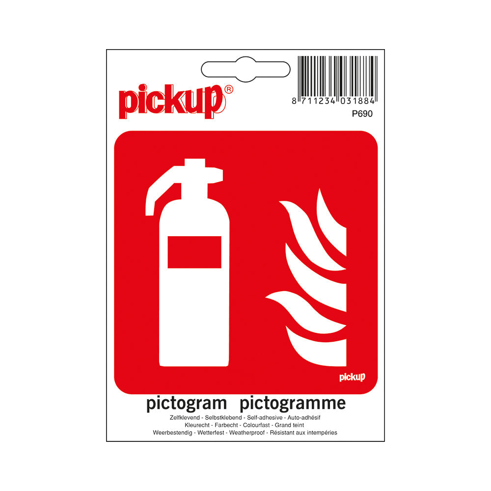 Pictogram alu 120x120 mm - Brandblusapparaat - P690-12 - EAN 8711234031945 - zelfklevende vinyl sticker kunststof alulook