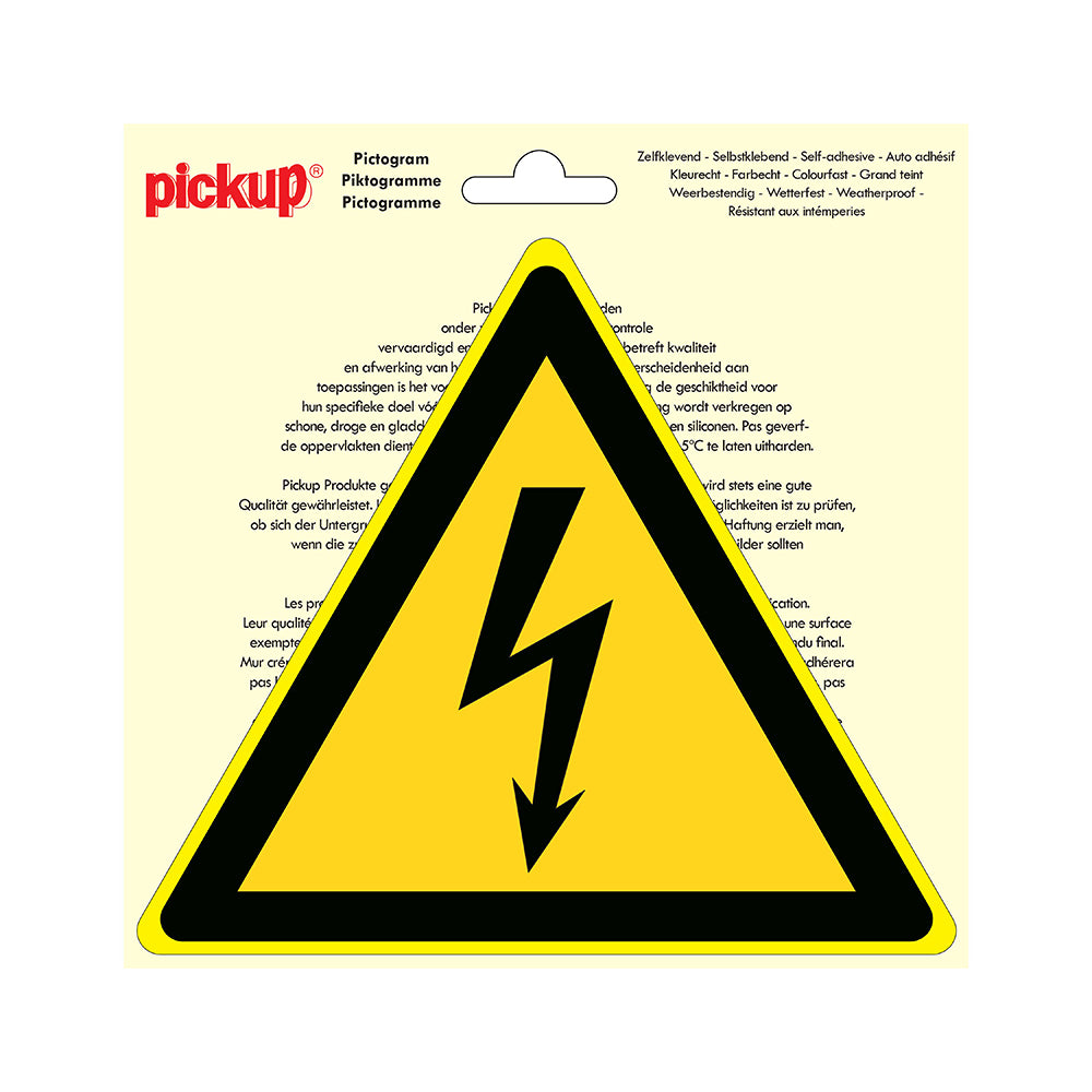 Pictogram driehoek 200 mm - Gevaarlijke elektrische spanning - P706-20 - EAN 8711234038920 - zelfklevende vinyl sticker 