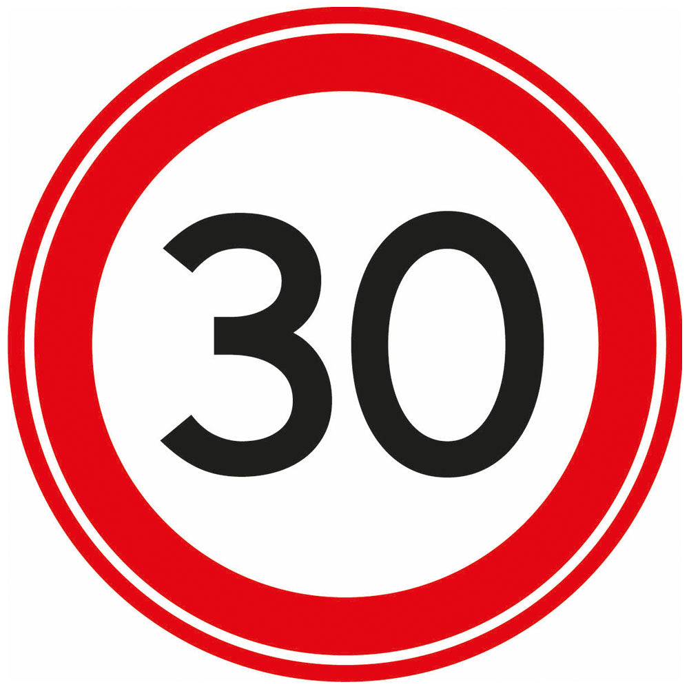 Pictogram rond 20 cm - 30 km - P814-20 - EAN 8711234339812 - zelfklevende vinyl sticker 