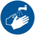 Sticker 150 mm rond Handen wassen verplicht - washing hands required - se laver les mains requis - H„ndewaschen erforderlich - social distance distance sociale 19  P911-15 EAN 8711234037824 