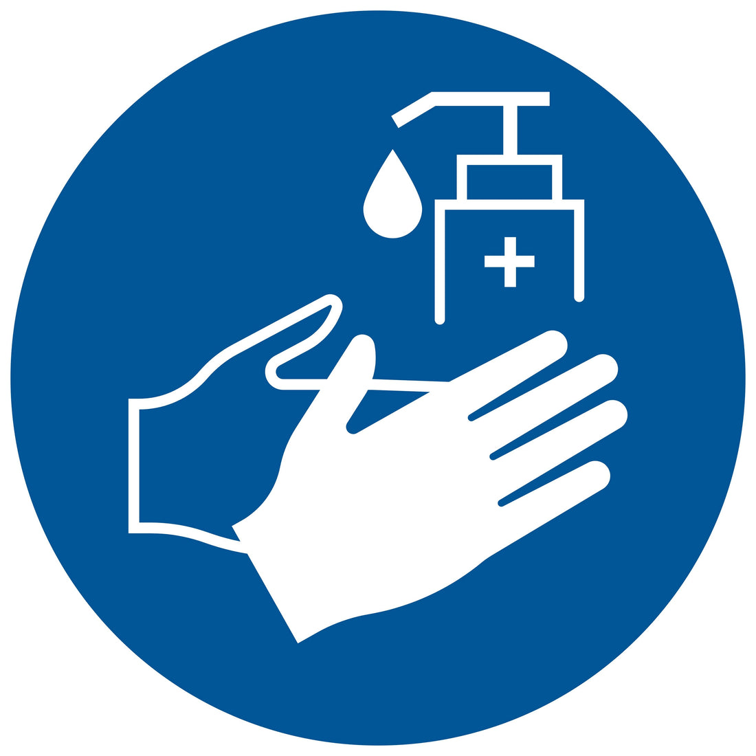 Sticker 150 mm Handen desinfecteren verplicht - Disinfect hands required - D‚sinfection des mains requise - H„nde desinfizieren erforderlich - social distance distance sociale 19  P912-15 EAN 8711234037732 