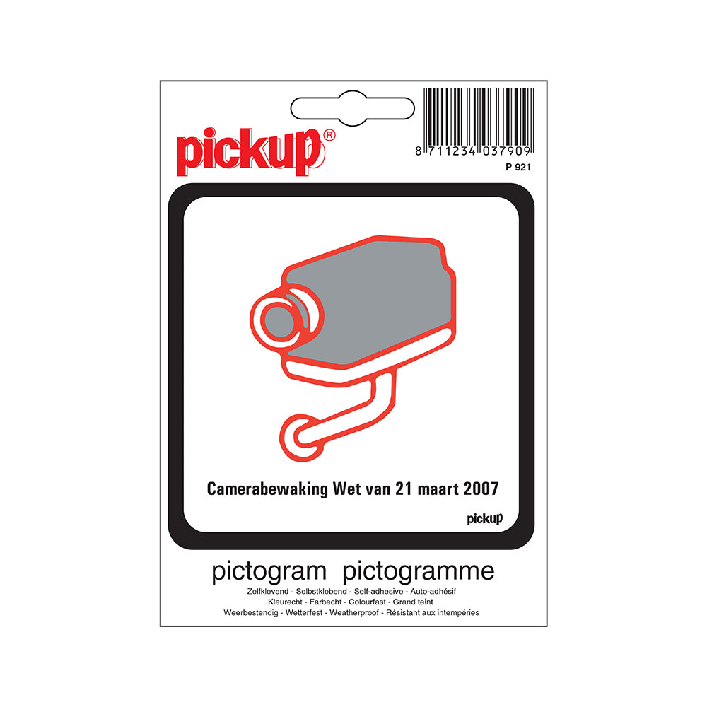 Pictogram 100x100 mm - Camerabewaking wet Belgie - P921 - EAN 8711234037909 - zelfklevende vinyl sticker 