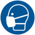Sticker 100x100 mm Mondkapje dragen verplicht - wearing a face mask is mandatory - le port d&
